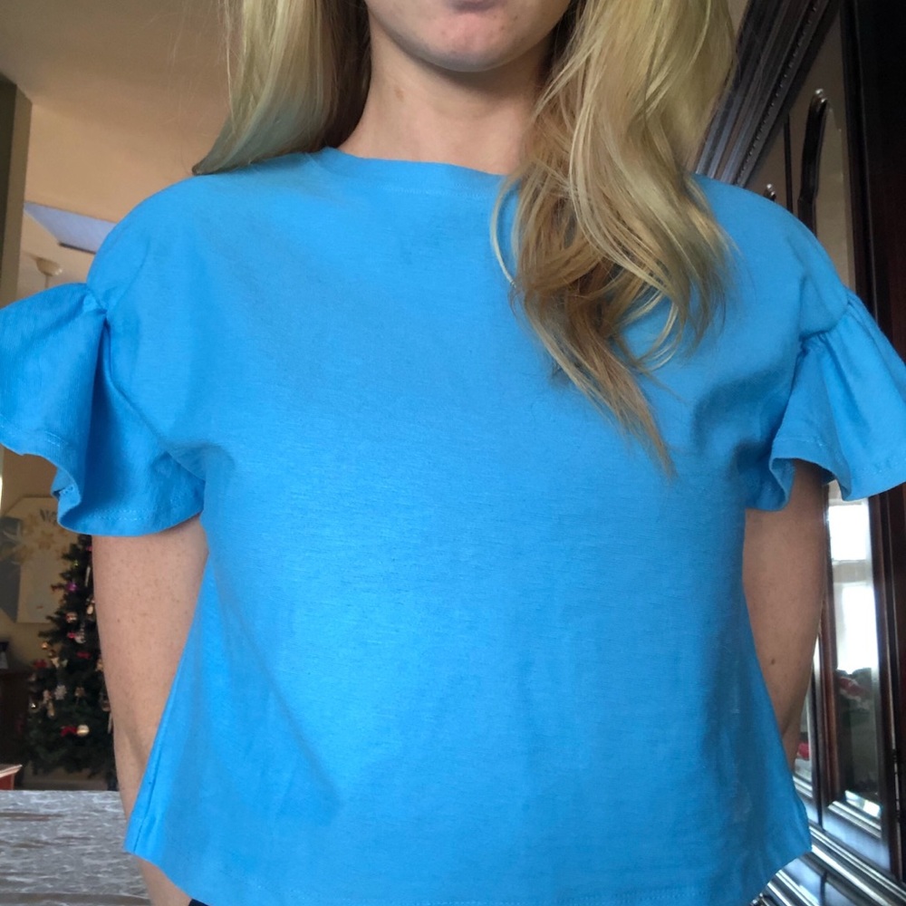 Ruffle Sleeve Crop Top